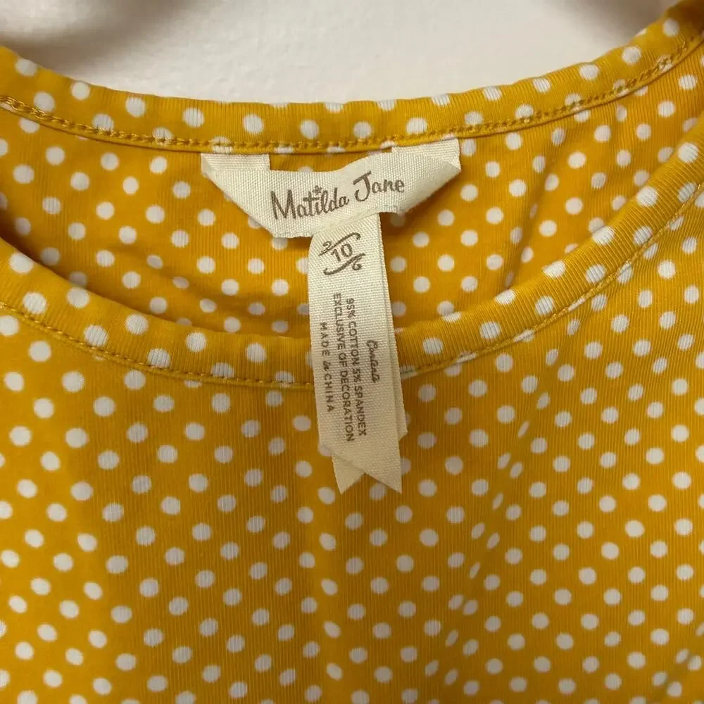 Matilda Jane Girls Dress Floral Skirt Polka Dot Bodice Flutter Sleeve Size 10 - Picture 3 of 6